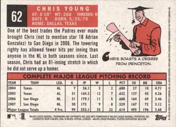 2008 Topps Heritage #62 Chris Young Back