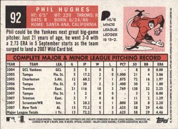 2008 Topps Heritage #92 Phil Hughes Back