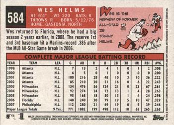 2008 Topps Heritage #584 Wes Helms Back
