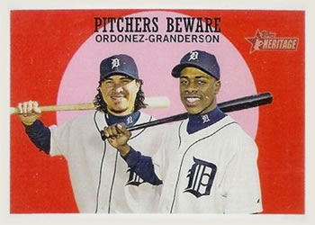 2008 Topps Heritage #34 Pitchers Beware (Magglio Ordonez / Curtis Granderson) Front