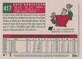 2008 Topps Heritage #417 Nate Robertson Back