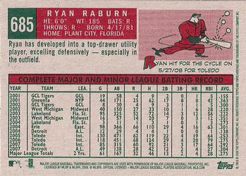 2008 Topps Heritage #685 Ryan Raburn Back