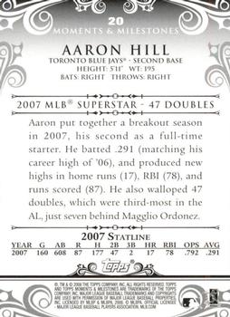 2008 Topps Moments & Milestones #20-16 Aaron Hill Back