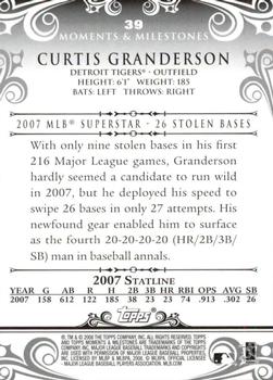 2008 Topps Moments & Milestones #39-4 Curtis Granderson Back