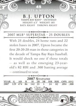 2008 Topps Moments & Milestones #45-21 B.J. Upton Back