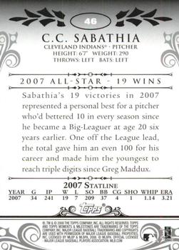 2008 Topps Moments & Milestones #46-6 CC Sabathia Back