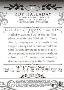 2008 Topps Moments & Milestones #71-3 Roy Halladay Back