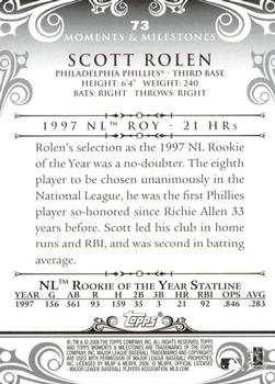 2008 Topps Moments & Milestones #73-1 Scott Rolen Back