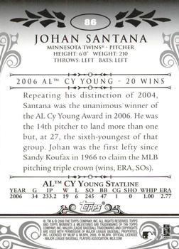 2008 Topps Moments & Milestones #86-5 Johan Santana Back