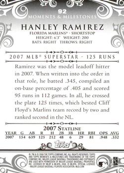 2008 Topps Moments & Milestones #92-6 Hanley Ramirez Back