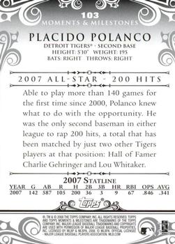2008 Topps Moments & Milestones #103-130 Placido Polanco Back