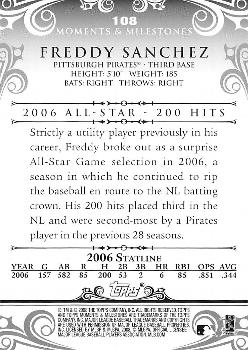 2008 Topps Moments & Milestones #108-110 Freddy Sanchez Back