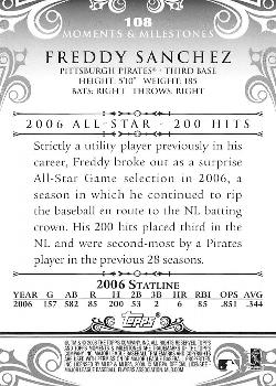 2008 Topps Moments & Milestones #108-120 Freddy Sanchez Back