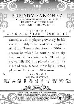 2008 Topps Moments & Milestones #108-186 Freddy Sanchez Back