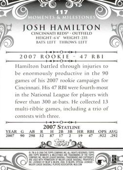 2008 Topps Moments & Milestones #117-37 Josh Hamilton Back