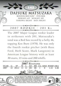 2008 Topps Moments & Milestones #142-25 Daisuke Matsuzaka Back