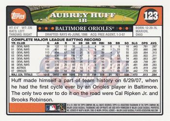2008 Topps Opening Day #123 Aubrey Huff Back