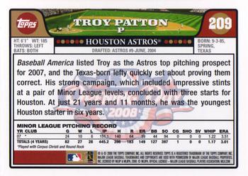 2008 Topps Opening Day #209 Troy Patton Back