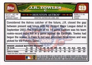 2008 Topps Opening Day #219 J.R. Towles Back