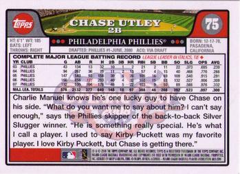 2008 Topps Opening Day #75 Chase Utley Back