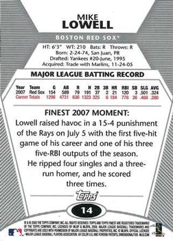 2008 Finest #14 Mike Lowell Back
