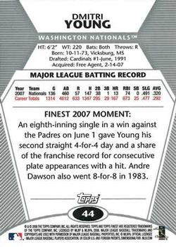 2008 Finest #44 Dmitri Young Back