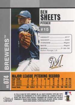 2008 Topps Co-Signers #074 Ben Sheets Back
