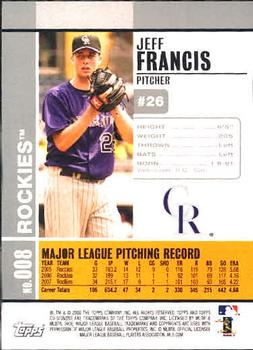 2008 Topps Co-Signers #008 Jeff Francis Back