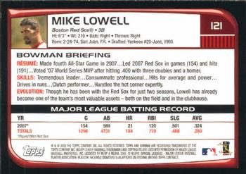 2008 Bowman #121 Mike Lowell Back