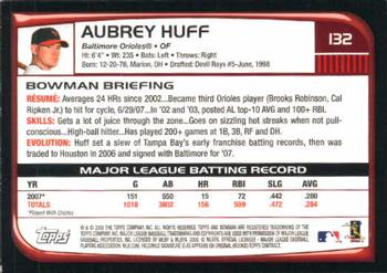 2008 Bowman #132 Aubrey Huff Back