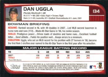 2008 Bowman #134 Dan Uggla Back