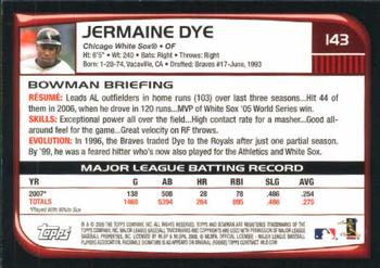 2008 Bowman #143 Jermaine Dye Back