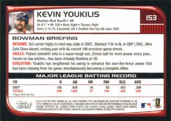 2008 Bowman #153 Kevin Youkilis Back