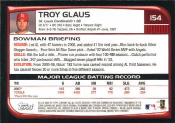 2008 Bowman #154 Troy Glaus Back
