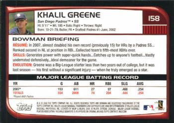 2008 Bowman #158 Khalil Greene Back