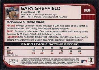 2008 Bowman #159 Gary Sheffield Back
