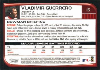 2008 Bowman #15 Vladimir Guerrero Back