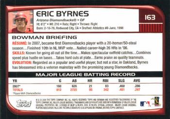 2008 Bowman #163 Eric Byrnes Back