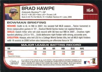 2008 Bowman #164 Brad Hawpe Back