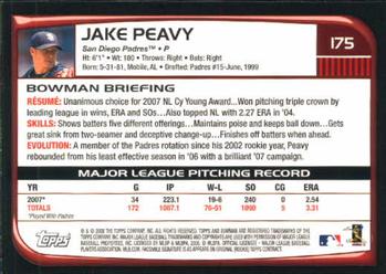 2008 Bowman #175 Jake Peavy Back