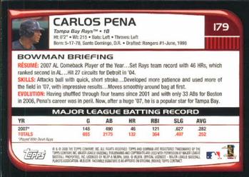 2008 Bowman #179 Carlos Pena Back