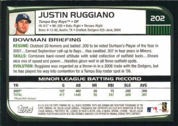 2008 Bowman #202 Justin Ruggiano Back