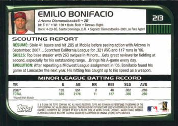 2008 Bowman #213 Emilio Bonifacio Back