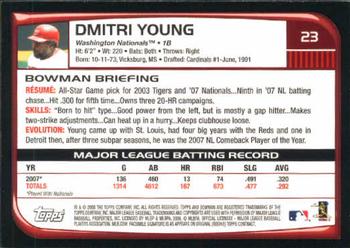 2008 Bowman #23 Dmitri Young Back