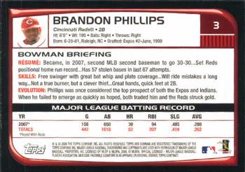 2008 Bowman #3 Brandon Phillips Back