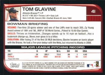2008 Bowman #41 Tom Glavine Back