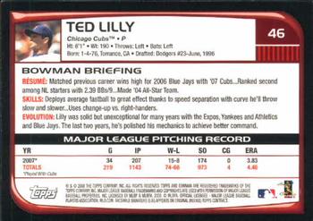 2008 Bowman #46 Ted Lilly Back