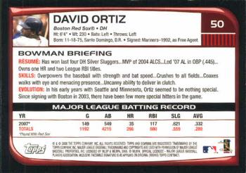 2008 Bowman #50 David Ortiz Back