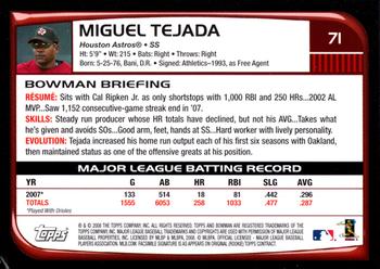 2008 Bowman #71 Miguel Tejada Back