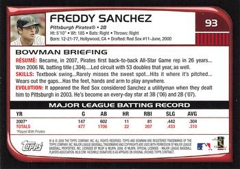 2008 Bowman #93 Freddy Sanchez Back